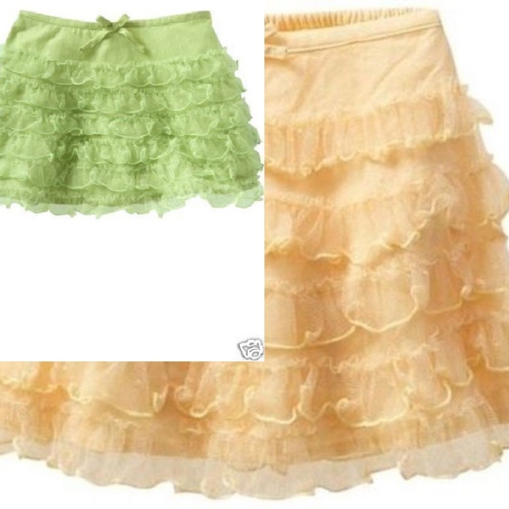 new 2 skirt lot green and yellow size 4